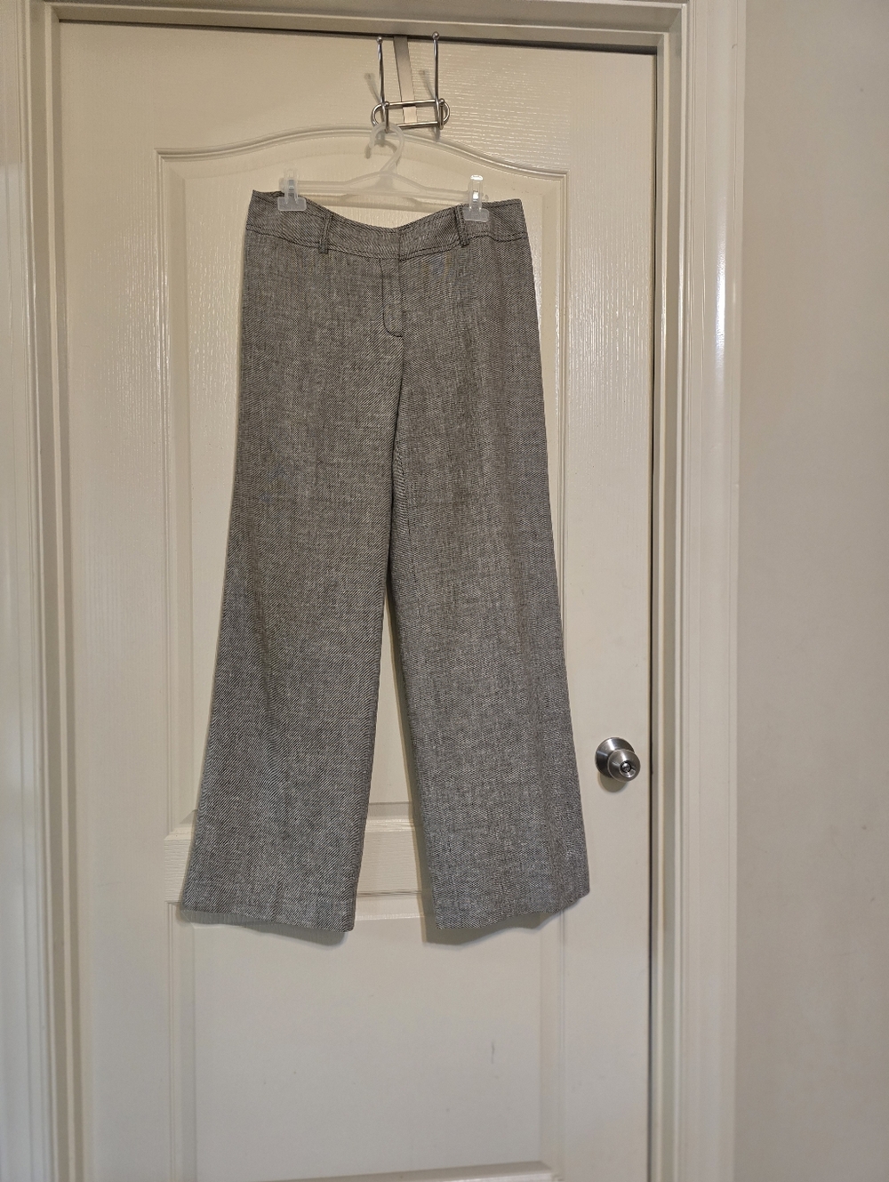 Ann Taylor Gray Wide Leg Dress Trousers, Linen Blend, Fully Lined, Sz 12